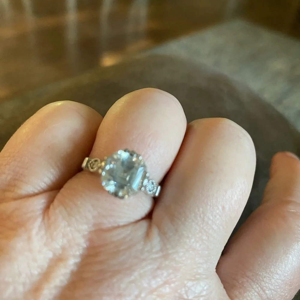 White gold white sapphire ring